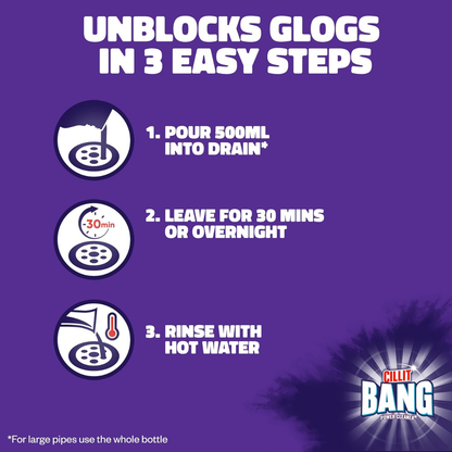 Cillit Bang Power Cleaner Drain Hair Unblocker 1L