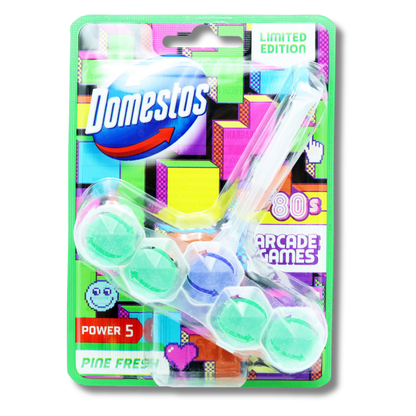 Domestos Power 5 Toilet Block Pine Fresh '80 Arcade Games Edition