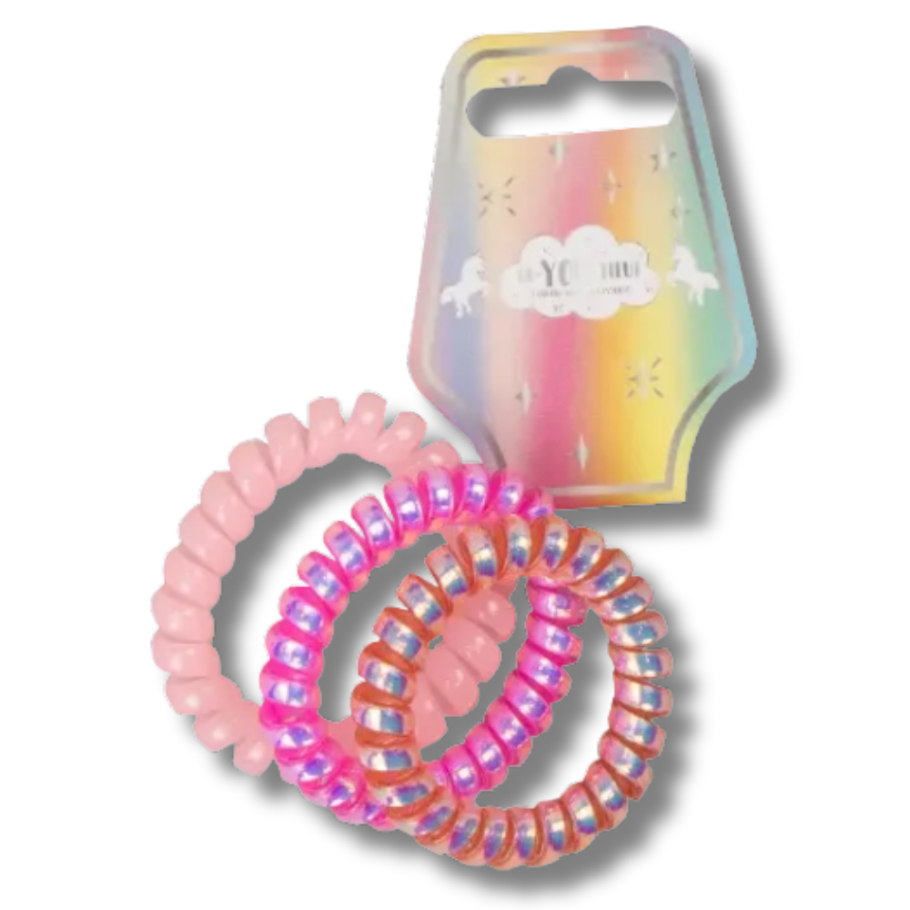 BE-YOU-TIFUL Rainbow Spiralhårstrikker til Barn 3pk Div.Typer