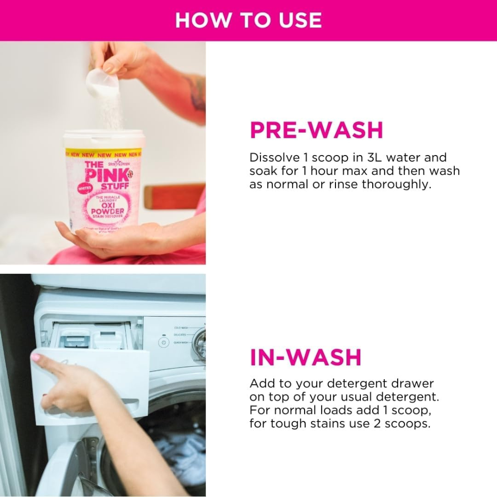 The Pink Stuff Oxy Laundry Powder Whites 1kg