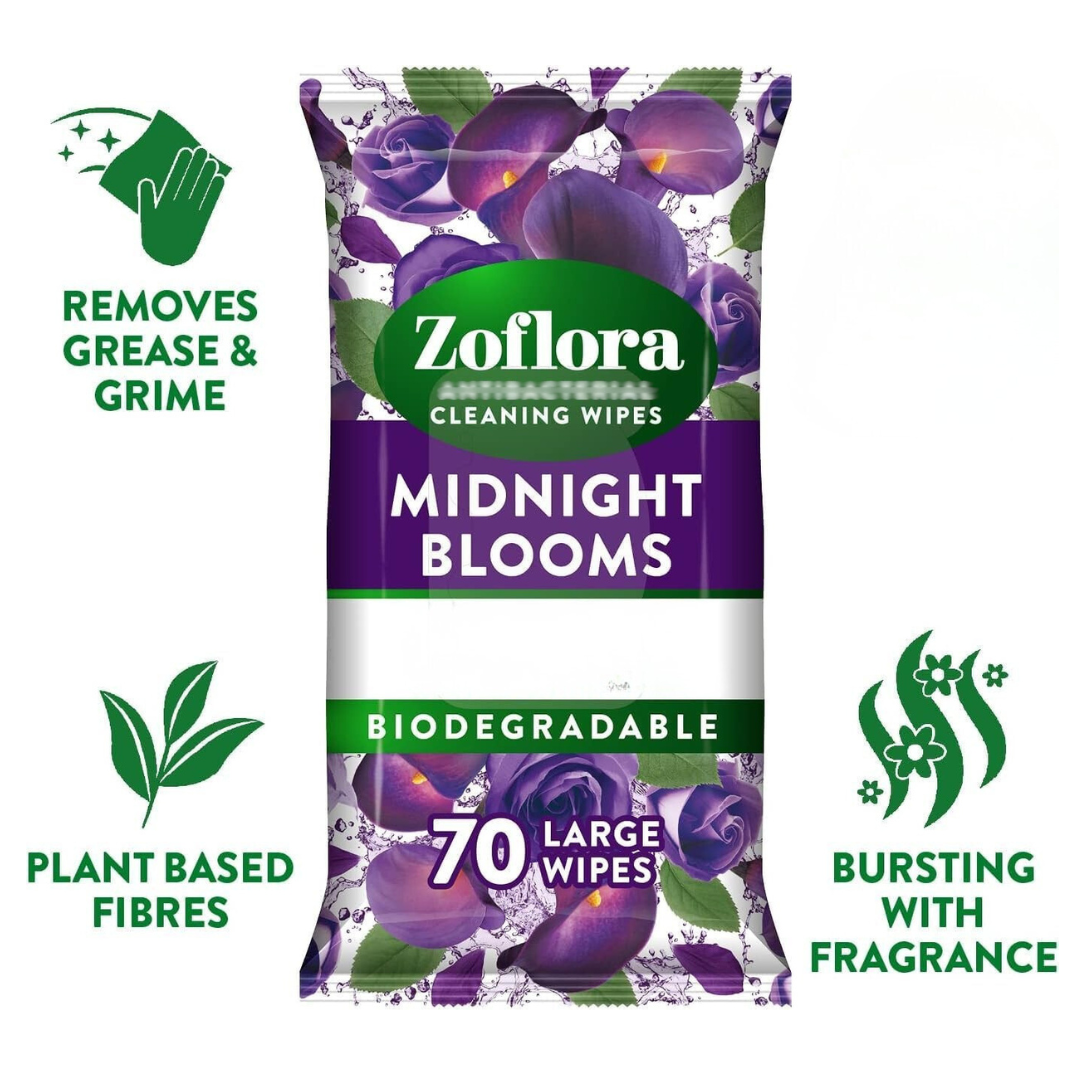 Zoflora Multi Surface Cleaning Wipes Midnight Blooms 70pk