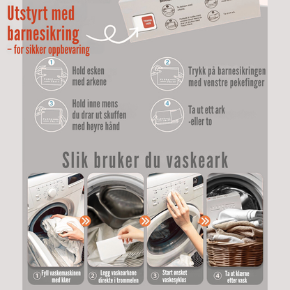 Flekkfritt Tøyvaskeark Uten Duft 50 ark <100 vask