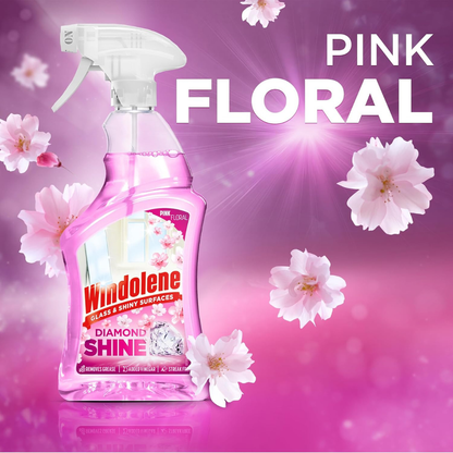 Windolene Diamond Shine Glass Cleaner Spray Pink Floral 750ml