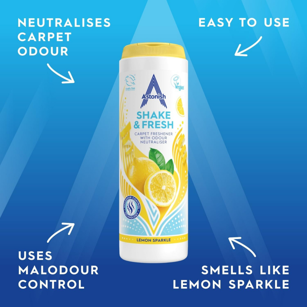 Astonish Shake & Fresh Carpet Freshener Lemon Sparkle 350g