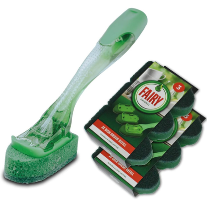 Fairy Max Power Soap Dispensing Dish Brush + 6 Refills