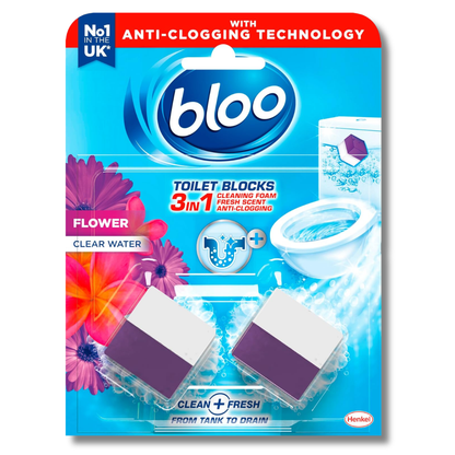 Bloo 3in1 Toilet Cistern Blocks Flower 2x50g
