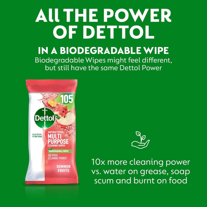 Dettol Multipurpose Wipes Summer Fruits 105pk