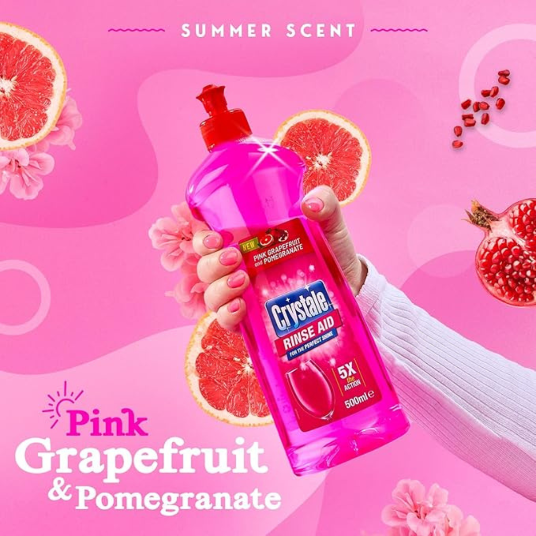 Crystale Dishwasher Rinse Aid – Pink Grapefruit & Pomegranate 500ml