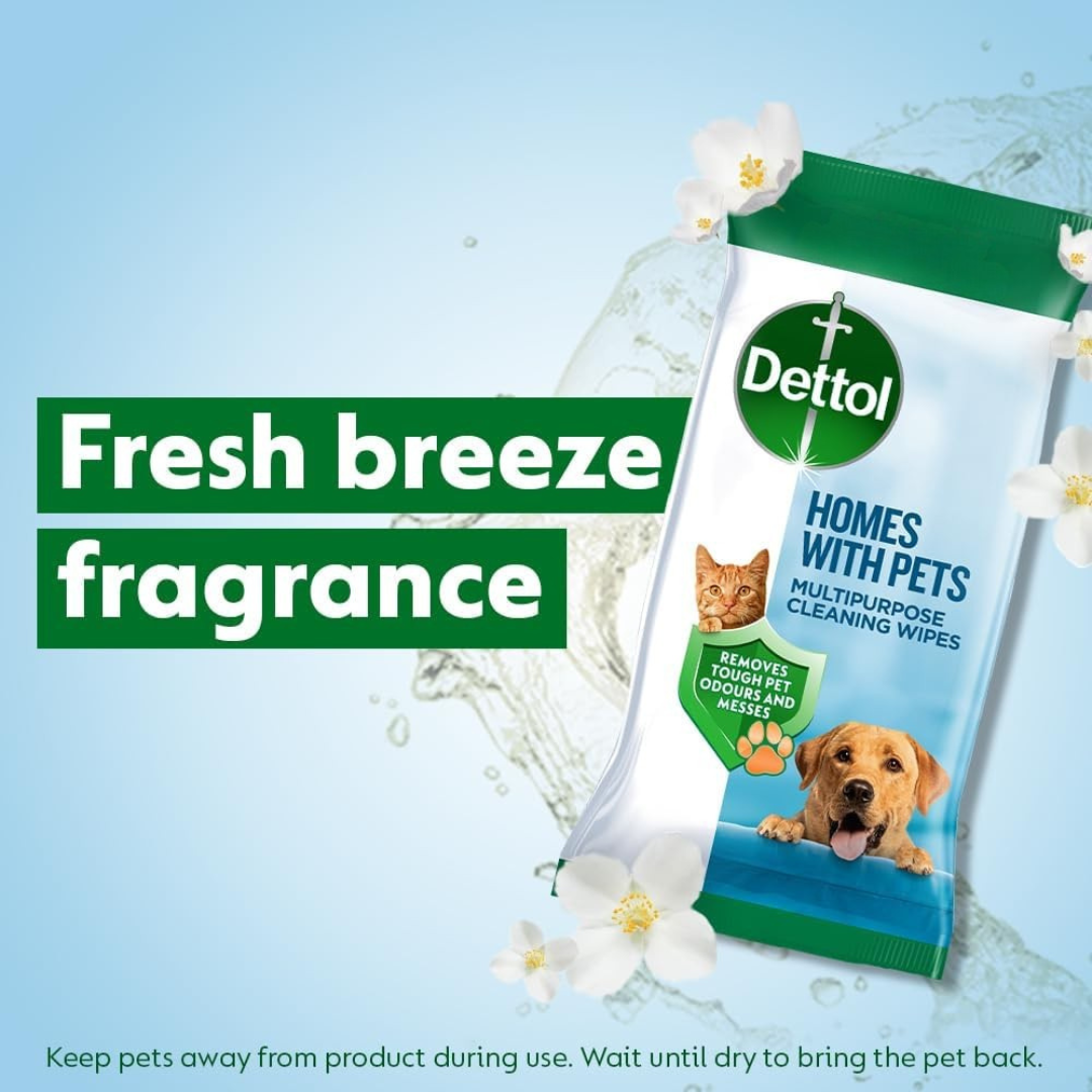 Dettol Homes With Pets Multipurpose Wipes Fresh Breeze 50pk