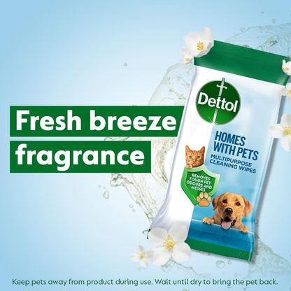 Dettol Homes With Pets Multipurpose Wipes Fresh Breeze 50pk