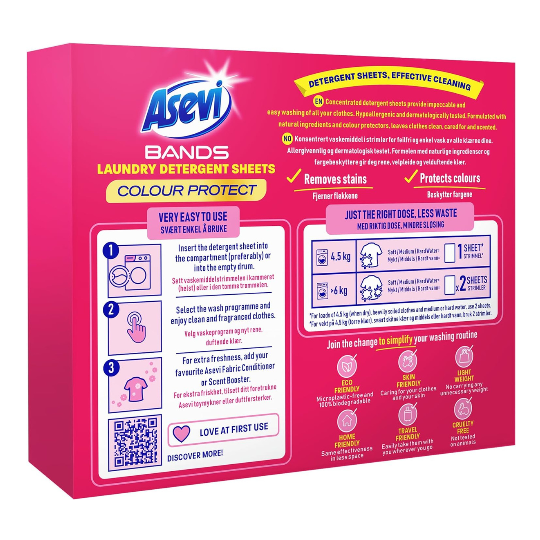 Asevi Bands Colour Protect Laundry Detergent Sheets 30pk