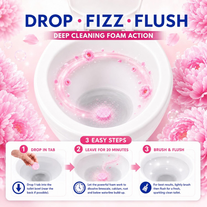 Astonish Fizz & Fresh Toilet Bowl Cleaner Tablets Peony Fresh 8pk