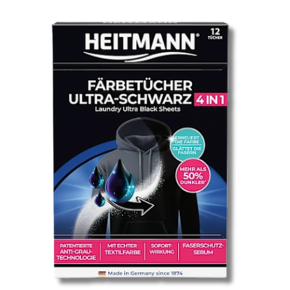 Heitmann Ultra Black 4-in-1 Fargefornyende Vaskeark 12pk