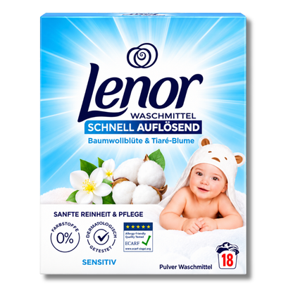 Lenor Sensitive Bomulls- & Tiaréblomst Vaskepulver 900g 18w