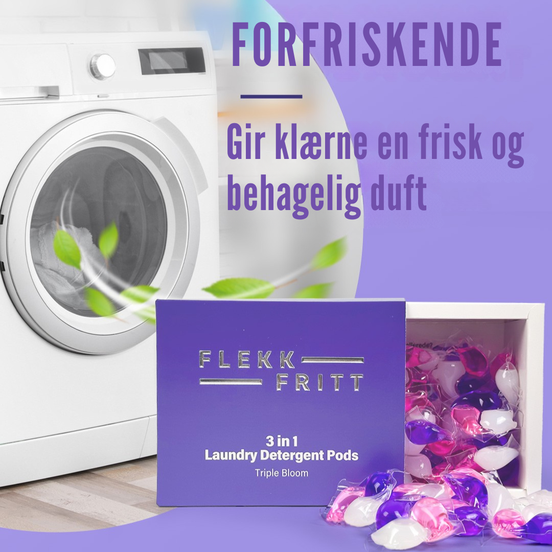 Flekkfritt 3 i 1 Vaskemiddel Pods Triple Bloom 40 stk