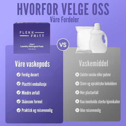 Flekkfritt 3 i 1 Vaskemiddel Pods Triple Bloom 40 stk