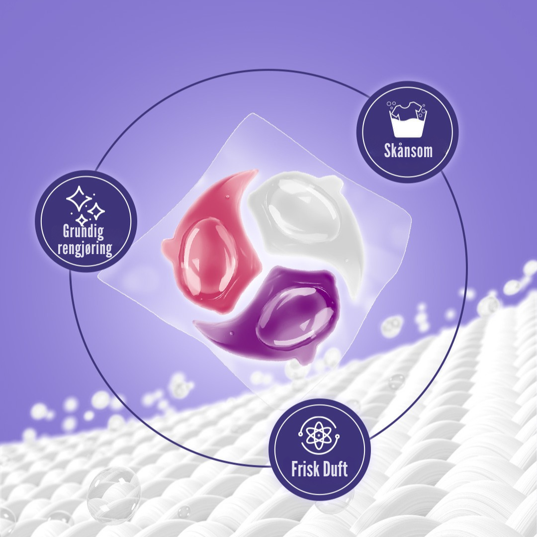 Flekkfritt 3 i 1 Vaskemiddel Pods Triple Bloom 40 stk