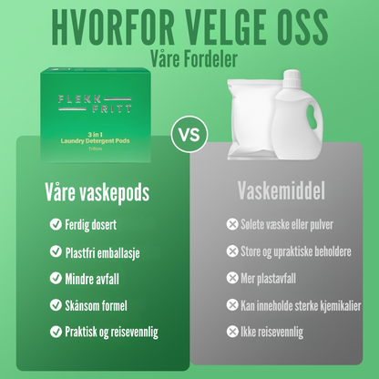 Flekkfritt 3 i 1 Vaskemiddel Pods Triflora 40 stk