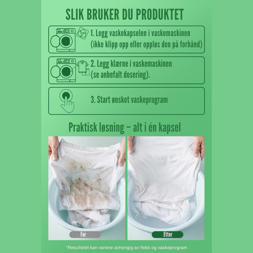 Flekkfritt 3 i 1 Vaskemiddel Pods Triflora 40 stk