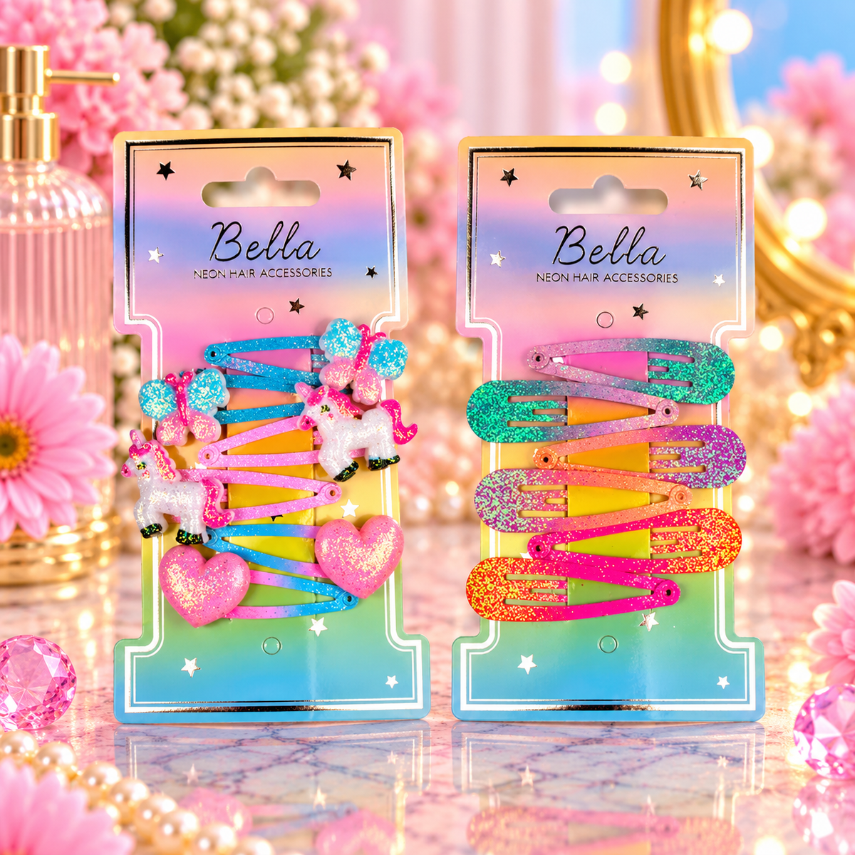 Bella Neon Hair Accessories Hårspenner 6pk Div.Typer
