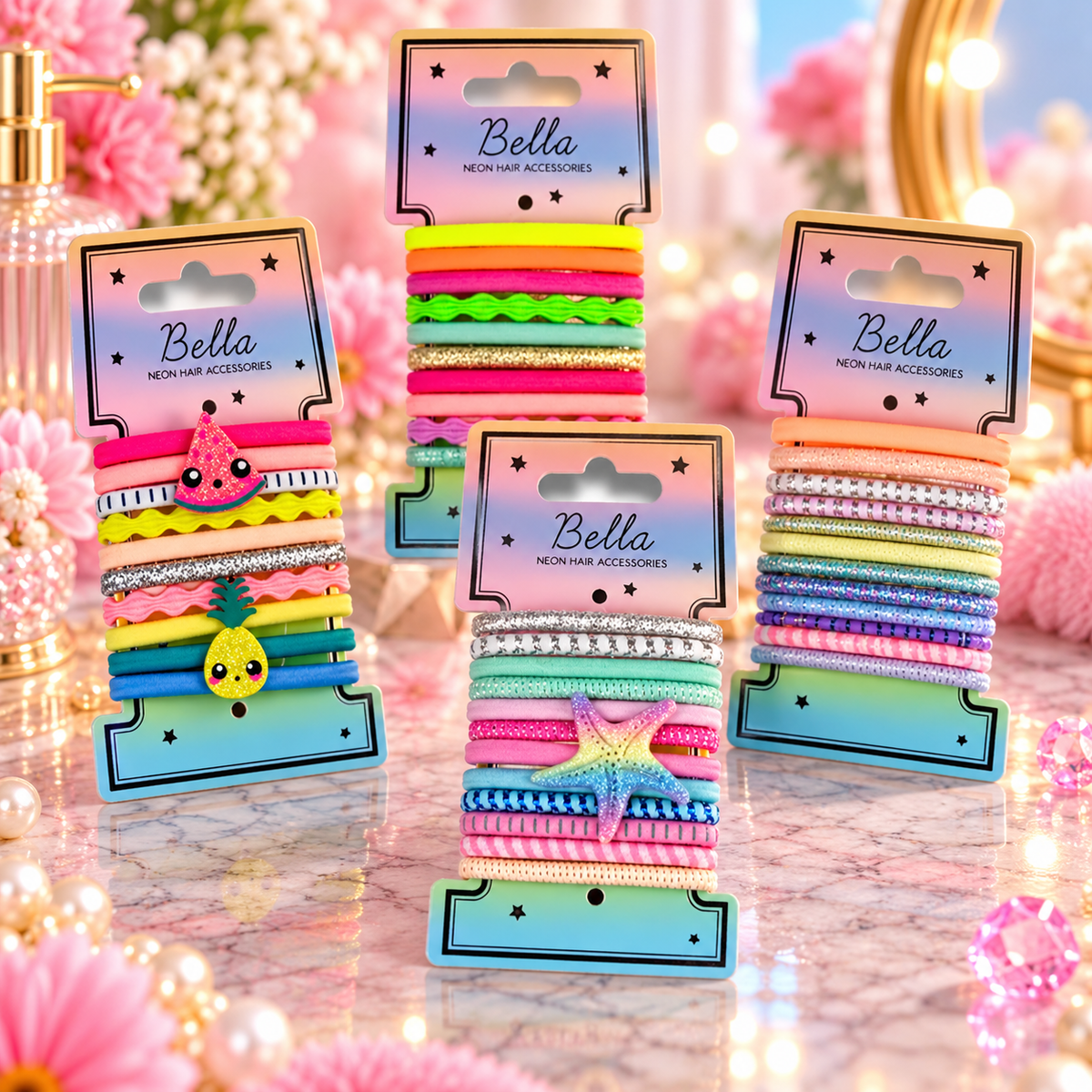 Bella Neon Hair Accessories Hårstrikker 1 sett Div.Typer