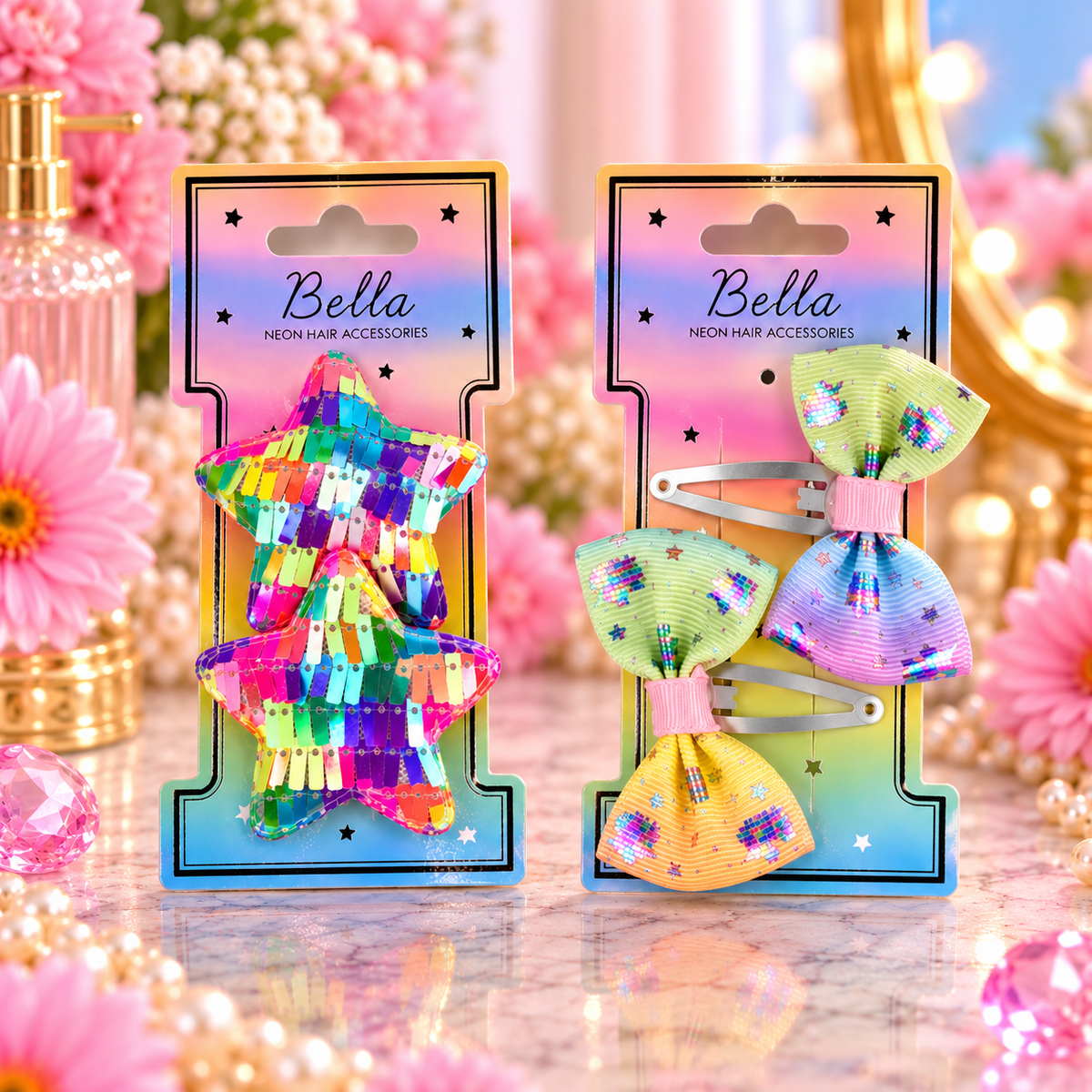 Bella Neon Hair Accessories Hårspenner 2pk Div.Typer