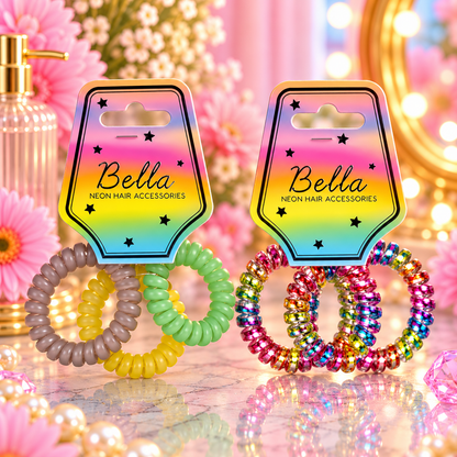Bella Neon Hair Accessories Spiralstrikker 3pk Div.Typer