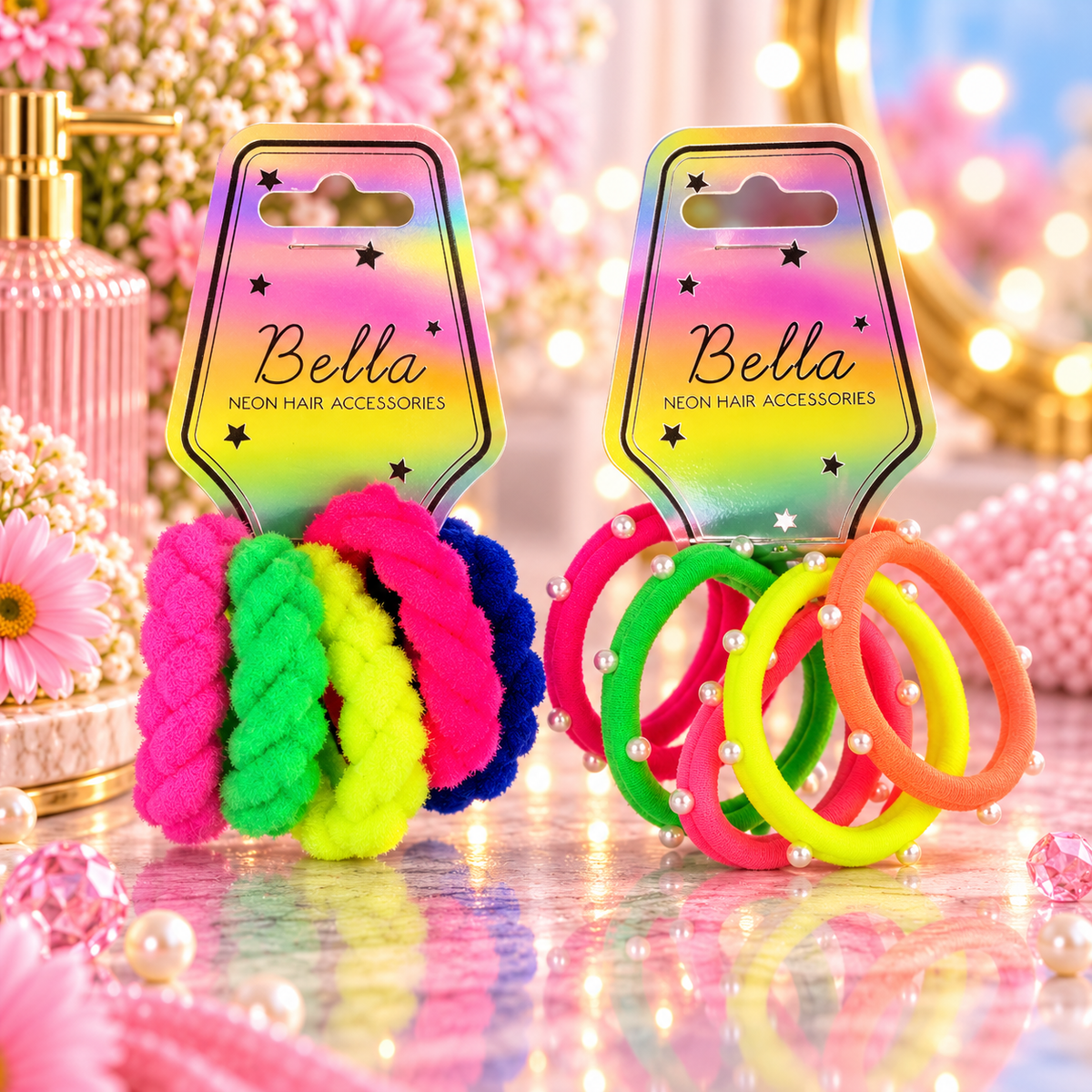 Bella Neon Hair Accessories Neon Hårstrikker 5pk Div.Typer