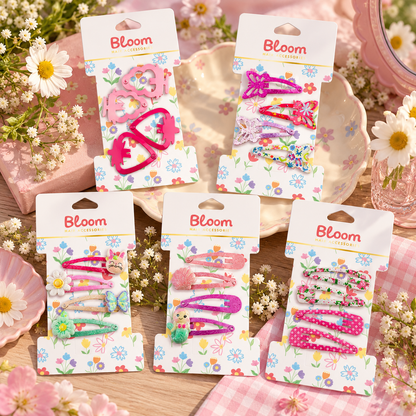 Bloom Hair Accessories Hårspenner med Søte Motiver 4pk Div.Typer