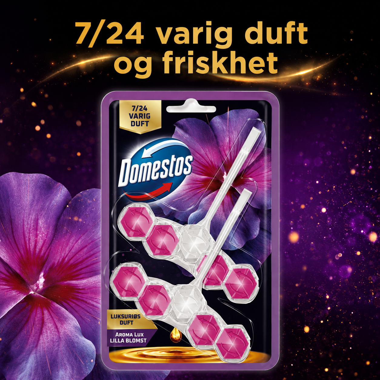 Domestos Power 5 Toilet Rim Block Aroma Lux Hibiscus 2x50g