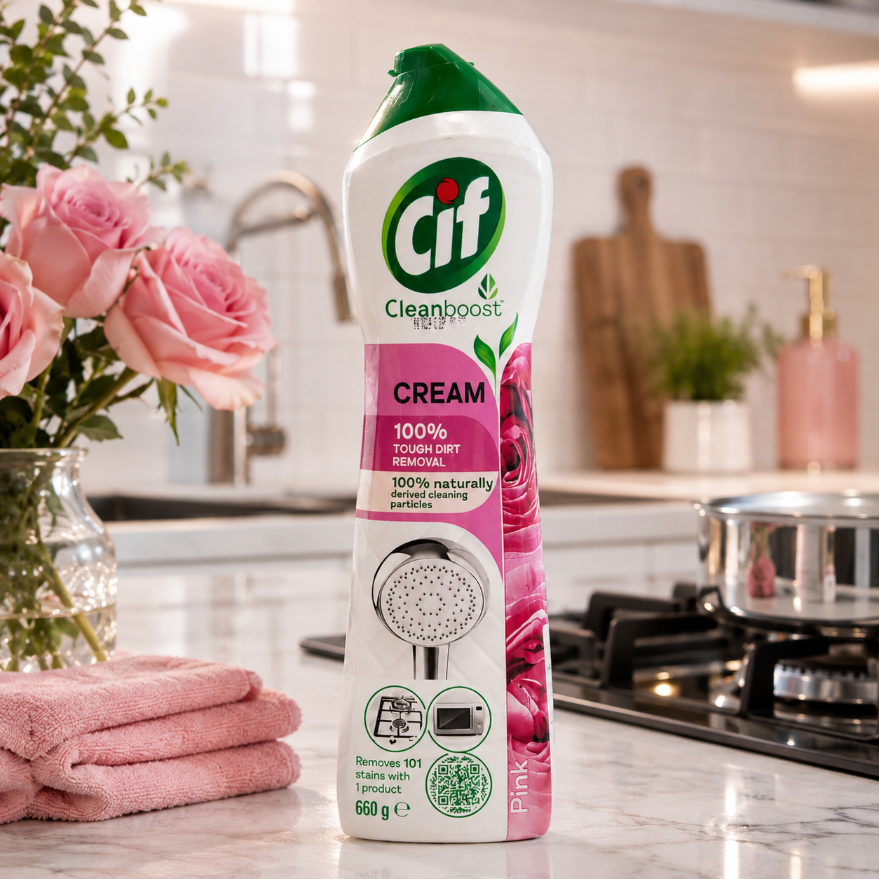 Cif Cleanboost Pink Cream Cleaner 660ml