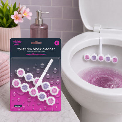 Mighty Blast Toilet Rim Block Cleaner Tropical Blossom 2x45g