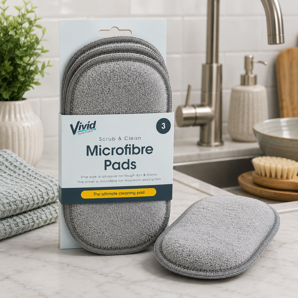 Vivid Scrub & Clean Microfiber Pad 3pk