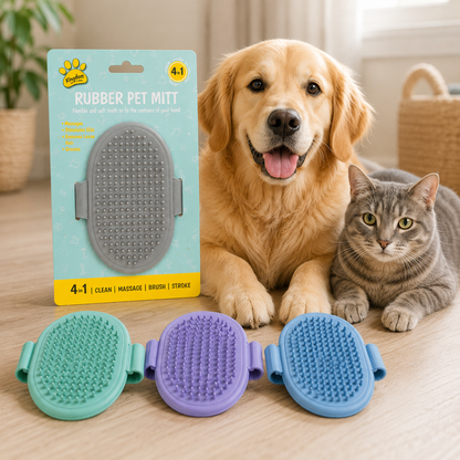 Kingdom 4in1 Rubber Pet Mitt Div.Farger