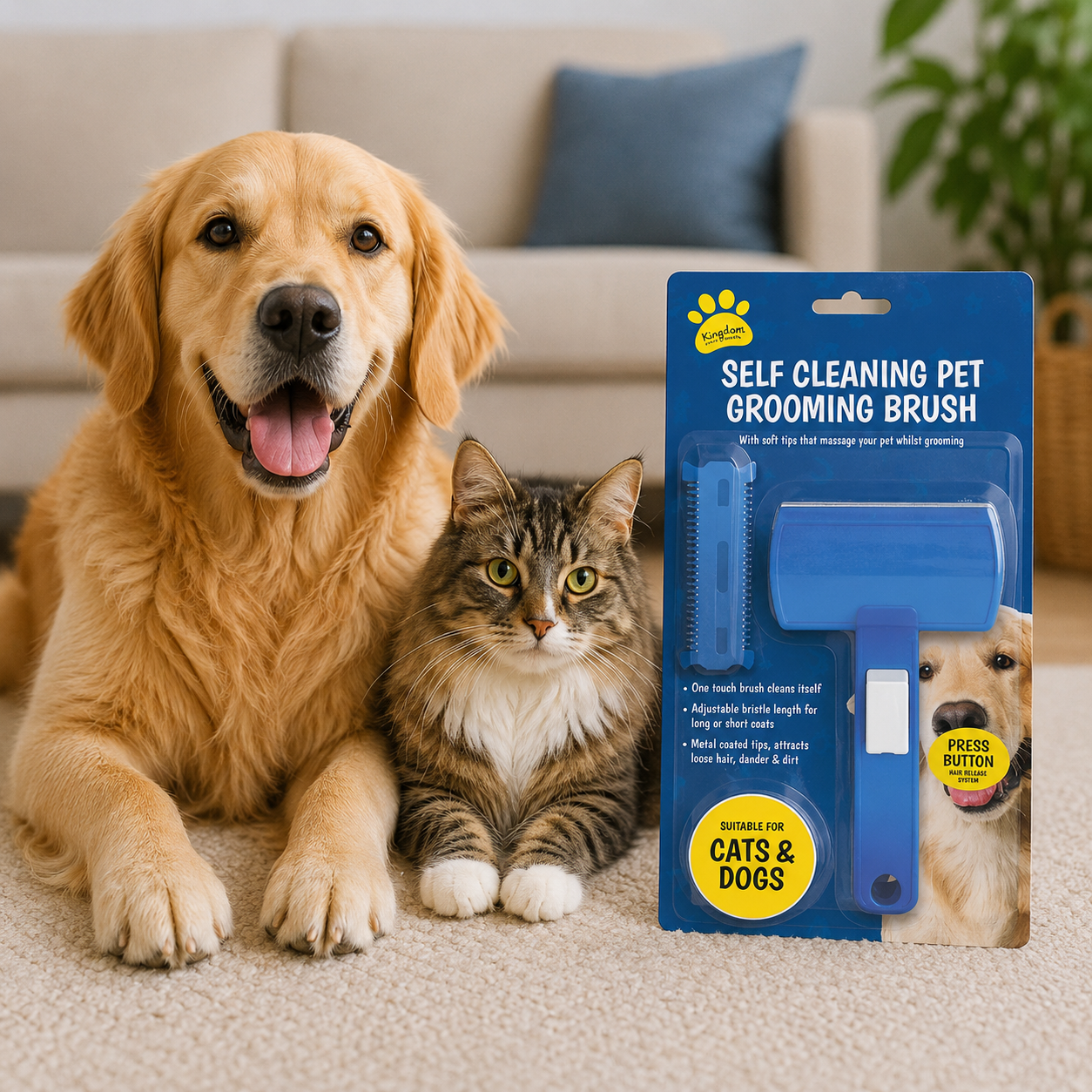 Kingdom Self Cleaning Grooming Brush