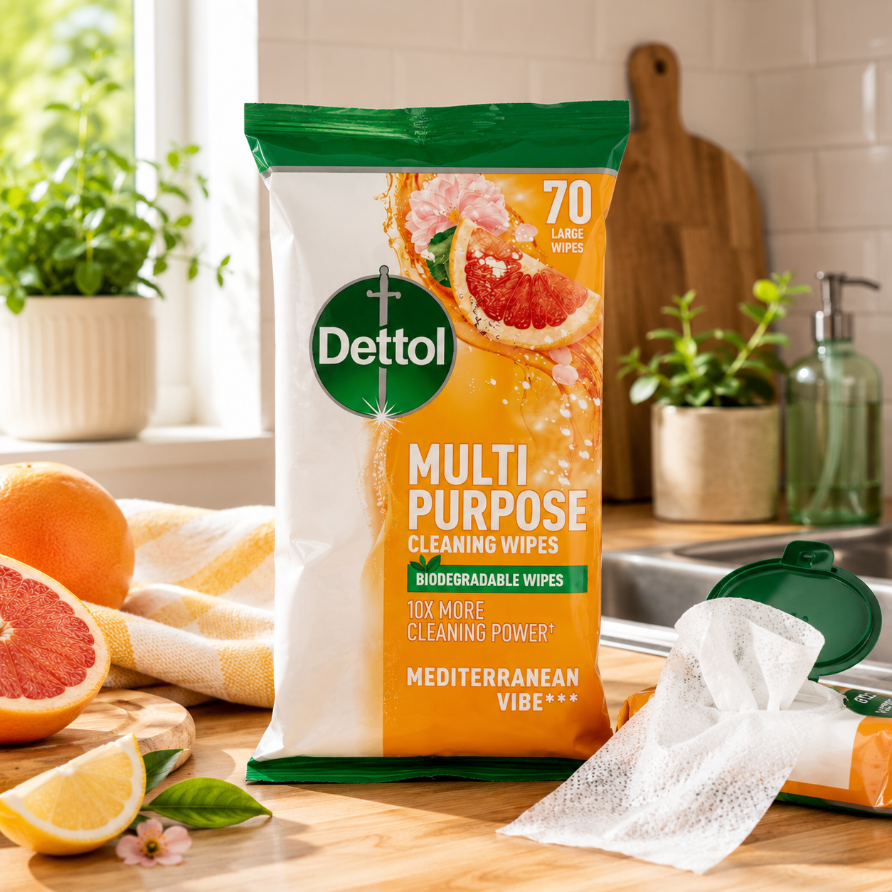 Dettol Multipurpose Wipes Mediterranean Vibe 70pk