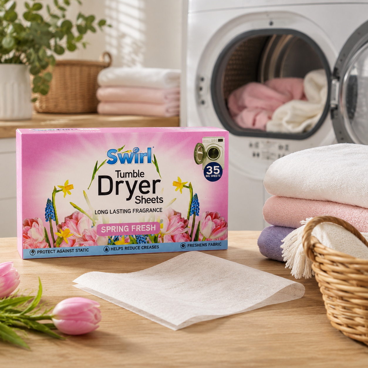 Swirl Tumble Dryer Sheets Spring Fresh 35pk