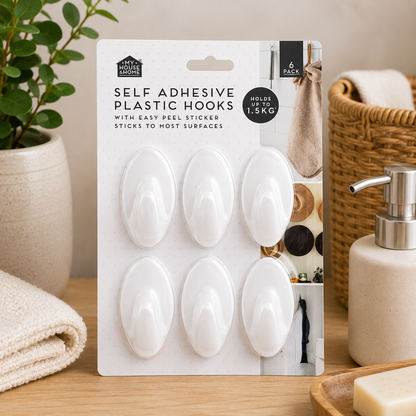 My House & Home Selvklebende Plastkroker 6pk