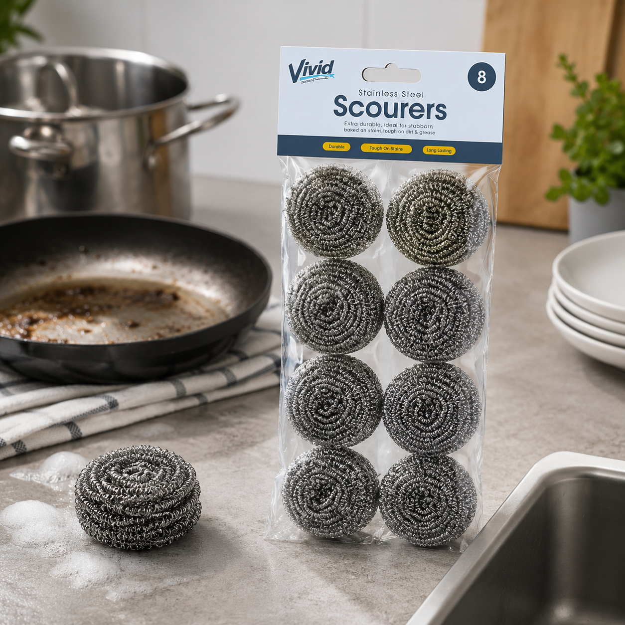 Vivid Stålskrubb i Rustfritt Stål 8pk