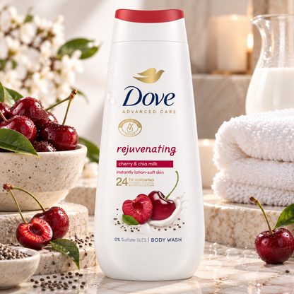 Dove Advanced Care Rejuvenating Cherry & Chia Milk Body Wash 225ml