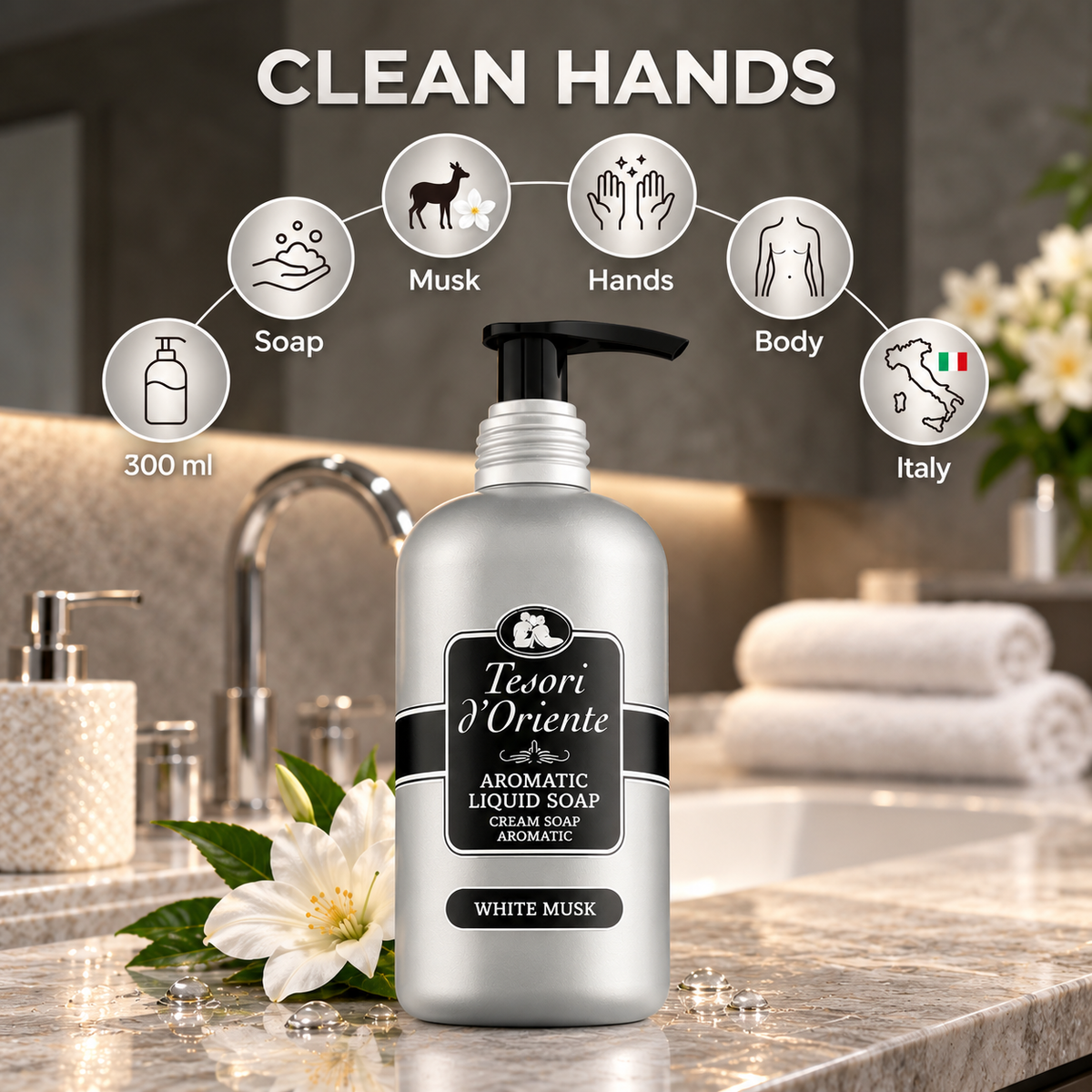 Tesori d'Oriente Muschio Bianco Kremhåndsåpe 300ml