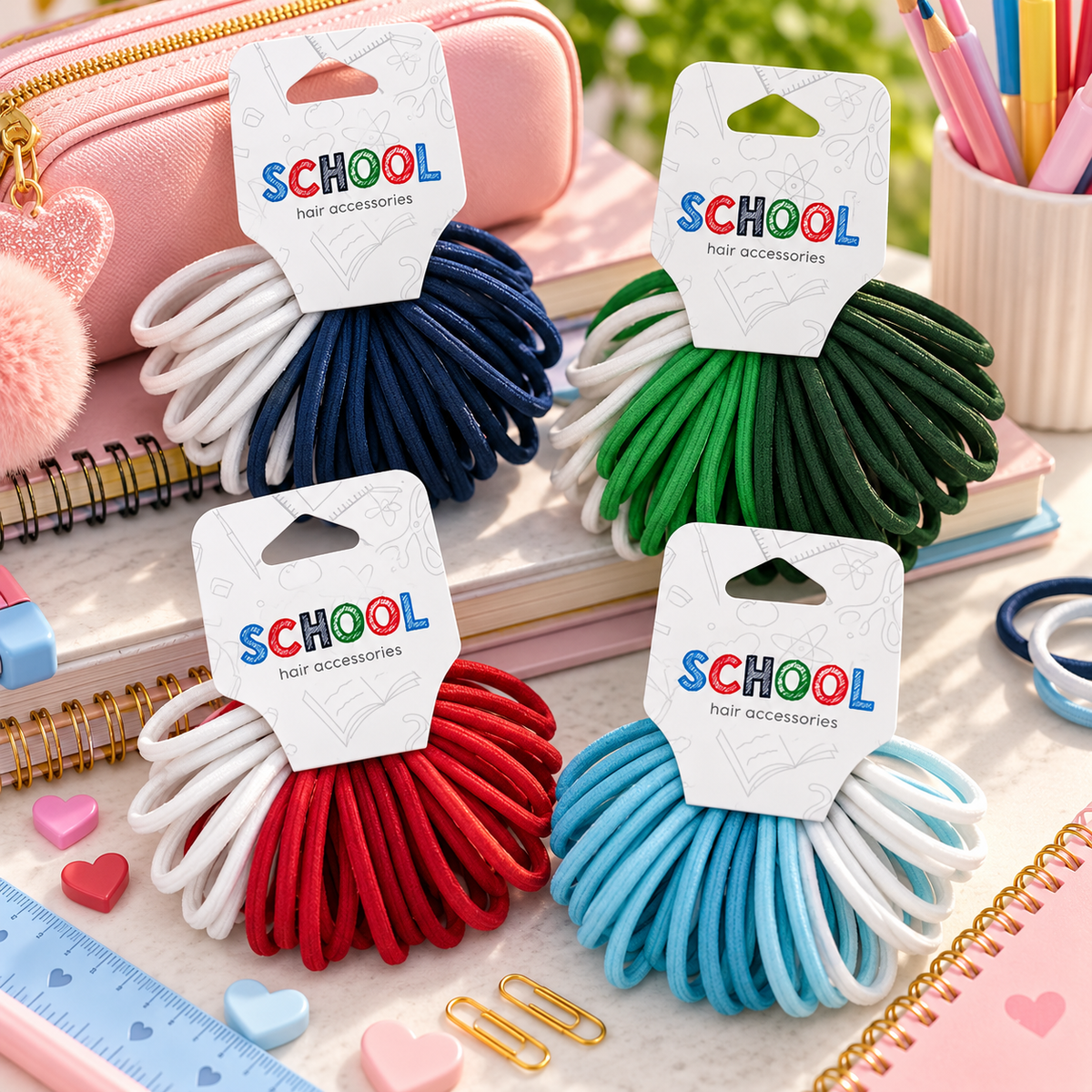 School Hair Accessories Hårstrikker 30pk Div.Farger