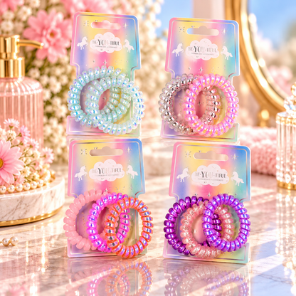 BE-YOU-TIFUL Rainbow Spiralhårstrikker til Barn 3pk Div.Typer