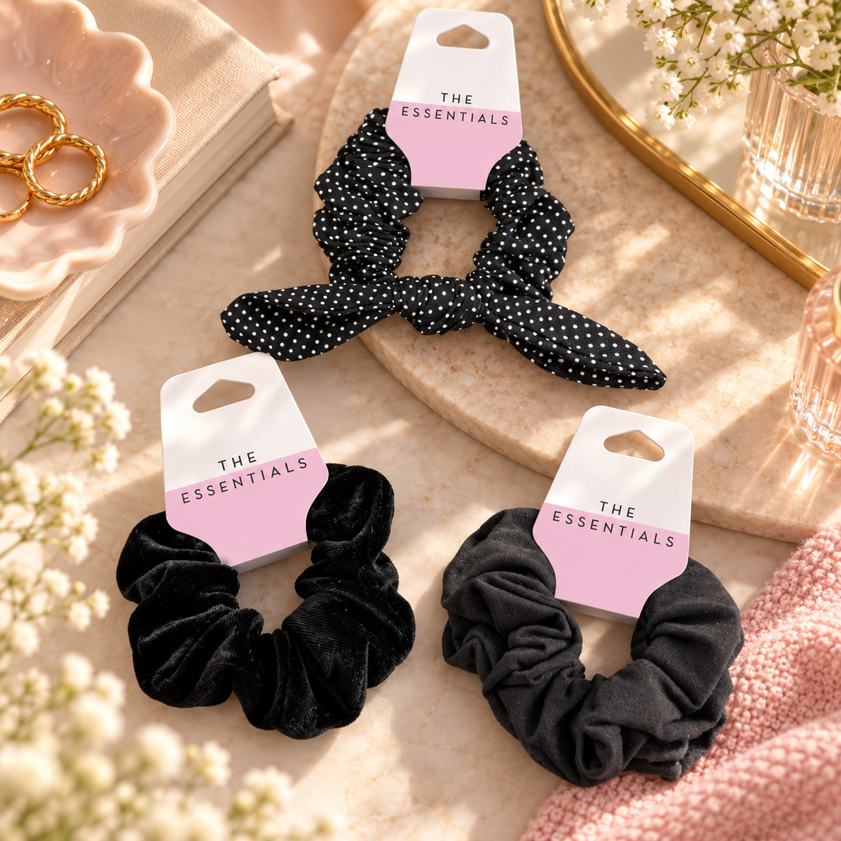 The Essentials Scrunchie Hårstrikk Div.Typer