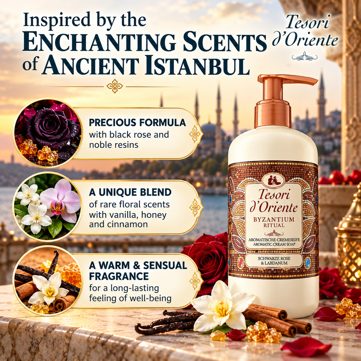 Tesori d'Oriente Byzantium Kremhåndsåpe 300ml