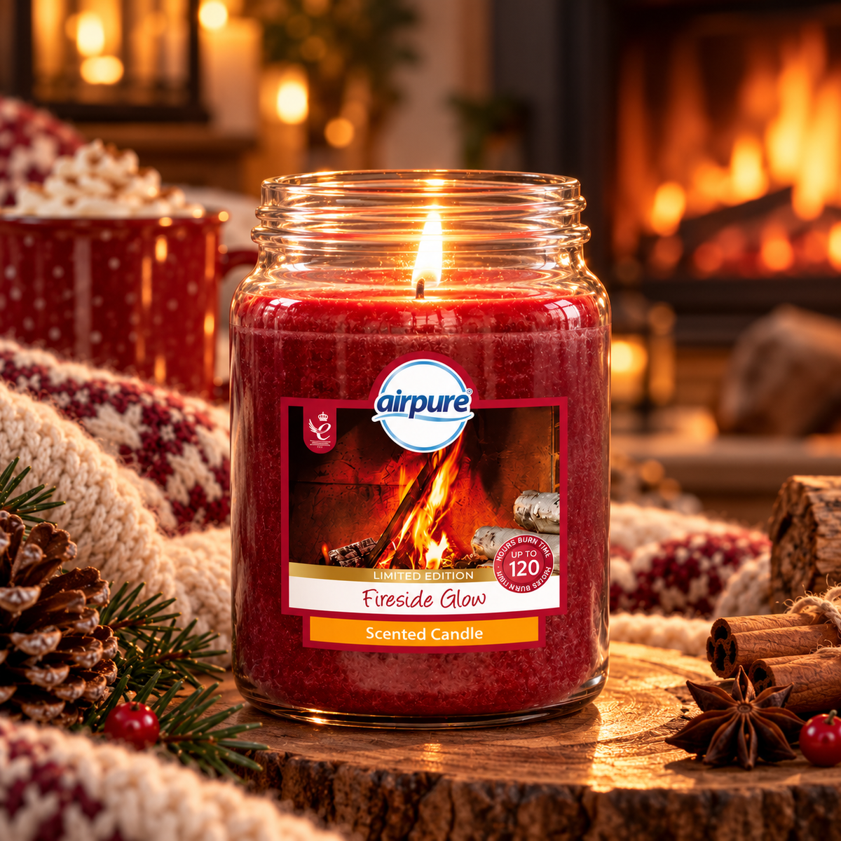 Airpure Jar Candle Fireside Glow 510g