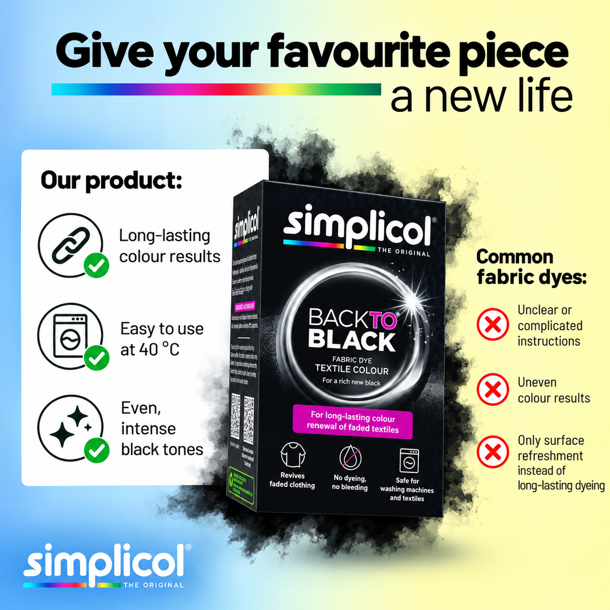 Simplicol Back to Black Tekstilfarge Svart 400g