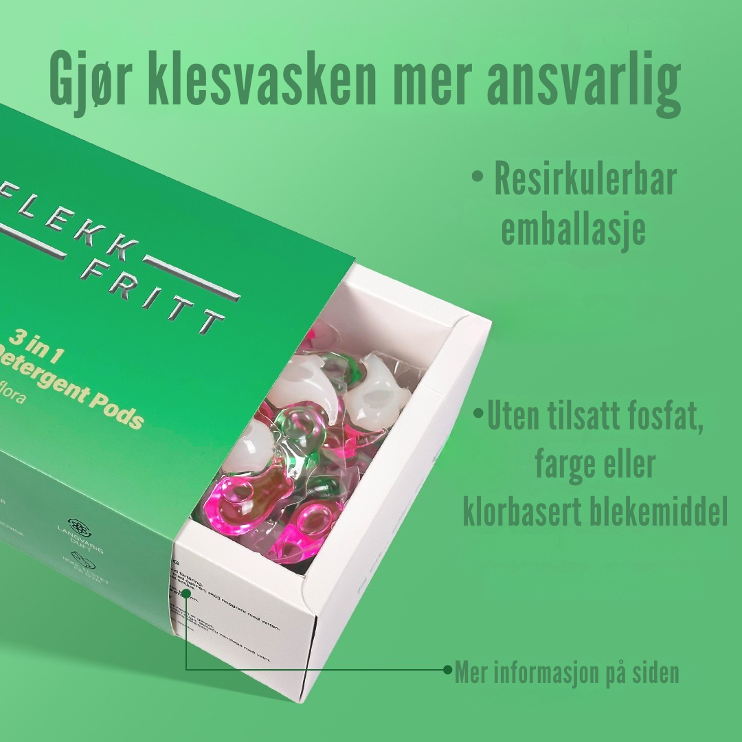 Flekkfritt 3 i 1 Vaskemiddel Pods Triflora 40 stk