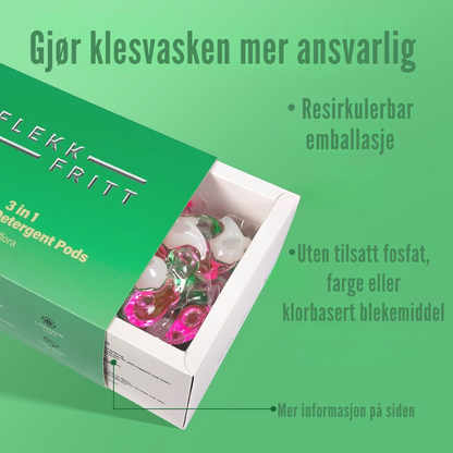 Flekkfritt 3 i 1 Vaskemiddel Pods Triflora 40 stk