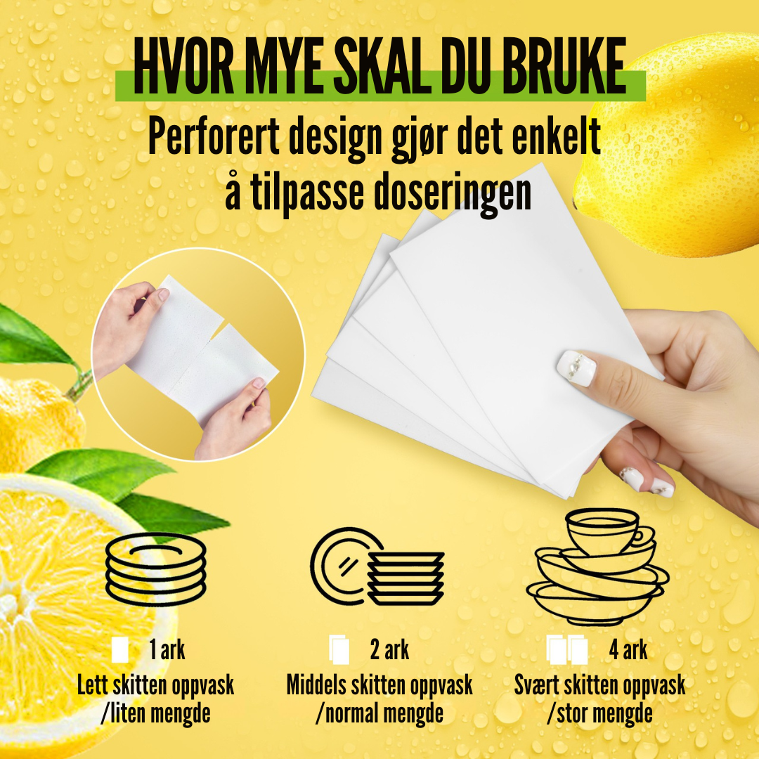 Flekkfritt Oppvaskark Citrus Spark 50 ark - Opp til 100vask